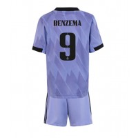 Dres Real Madrid Karim Benzema #9 Gostujuci za djecu 2022-23 Kratak Rukav (+ kratke hlače)